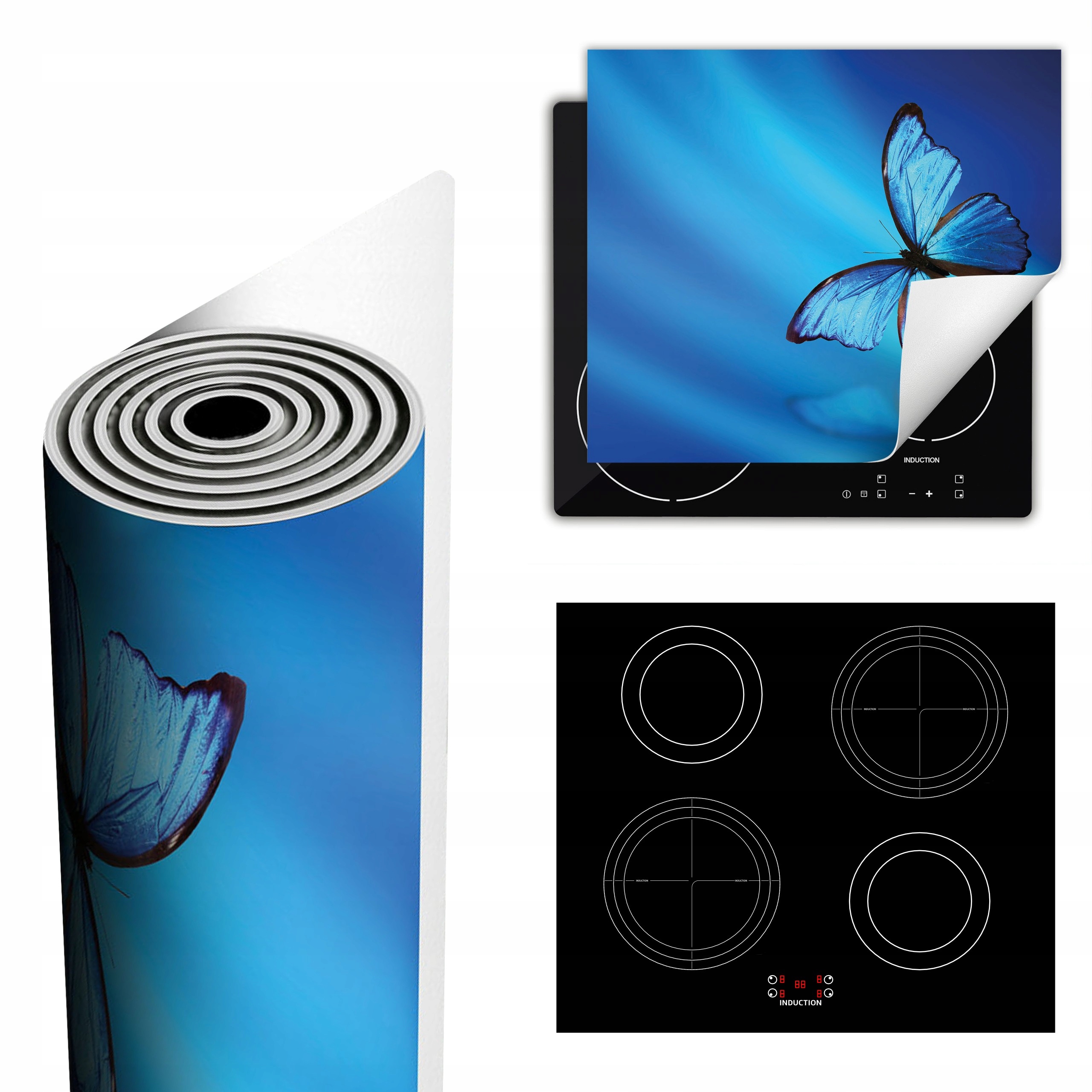 Ochranná Podložka Na Sporák Má Více Místa 60x52, modrý motýl