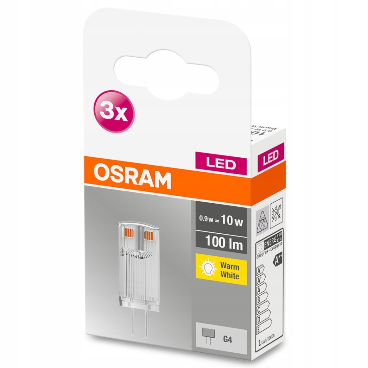

3x Żarówka Led G4 Kapsułka 0,9W 100lm Osram 2700K