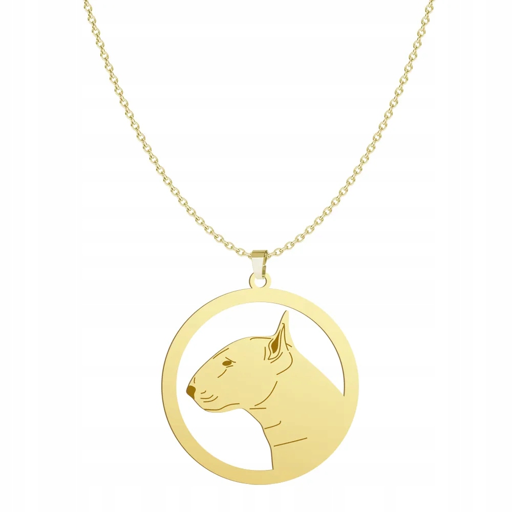 Zlatý náhrdelník se psem Bulteriér Standard 925 Dárek Žena Gravírování Bonus