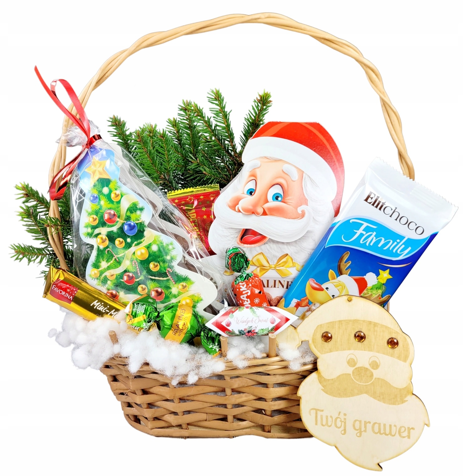 Levně Dárkový koš Gravírovaný dárek k svátku Mikuláše čokoláda Mikuláš