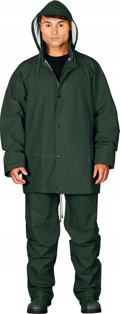 Komplet przeciwdeszczowy zielony kurtka spodnie solidny Kplpu r. L