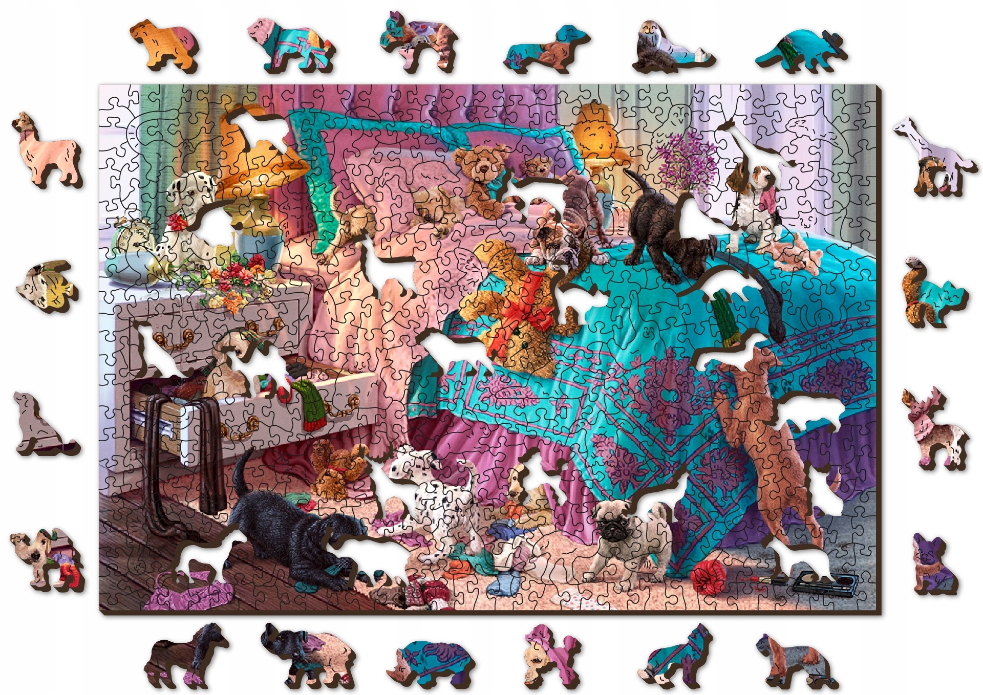 

Puzzle Drewniane Naughty Puppies 500 +5 elementów