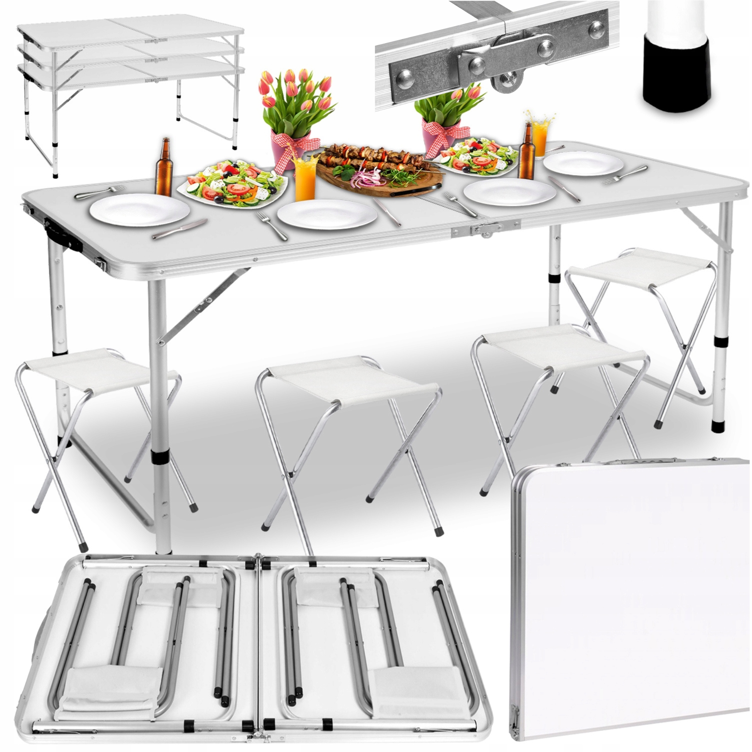 Zahradní Rozkládací Stůl Cateringový Turistický Banketový 120 cm