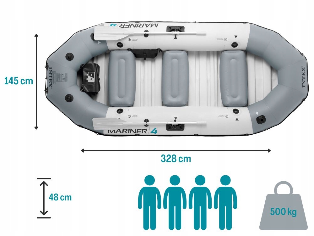 Ponton Mariner 4 osoby osobowy Intex Pompka + Wiosła 68376 MODEL 2024 EAN (GTIN) 6941057463766