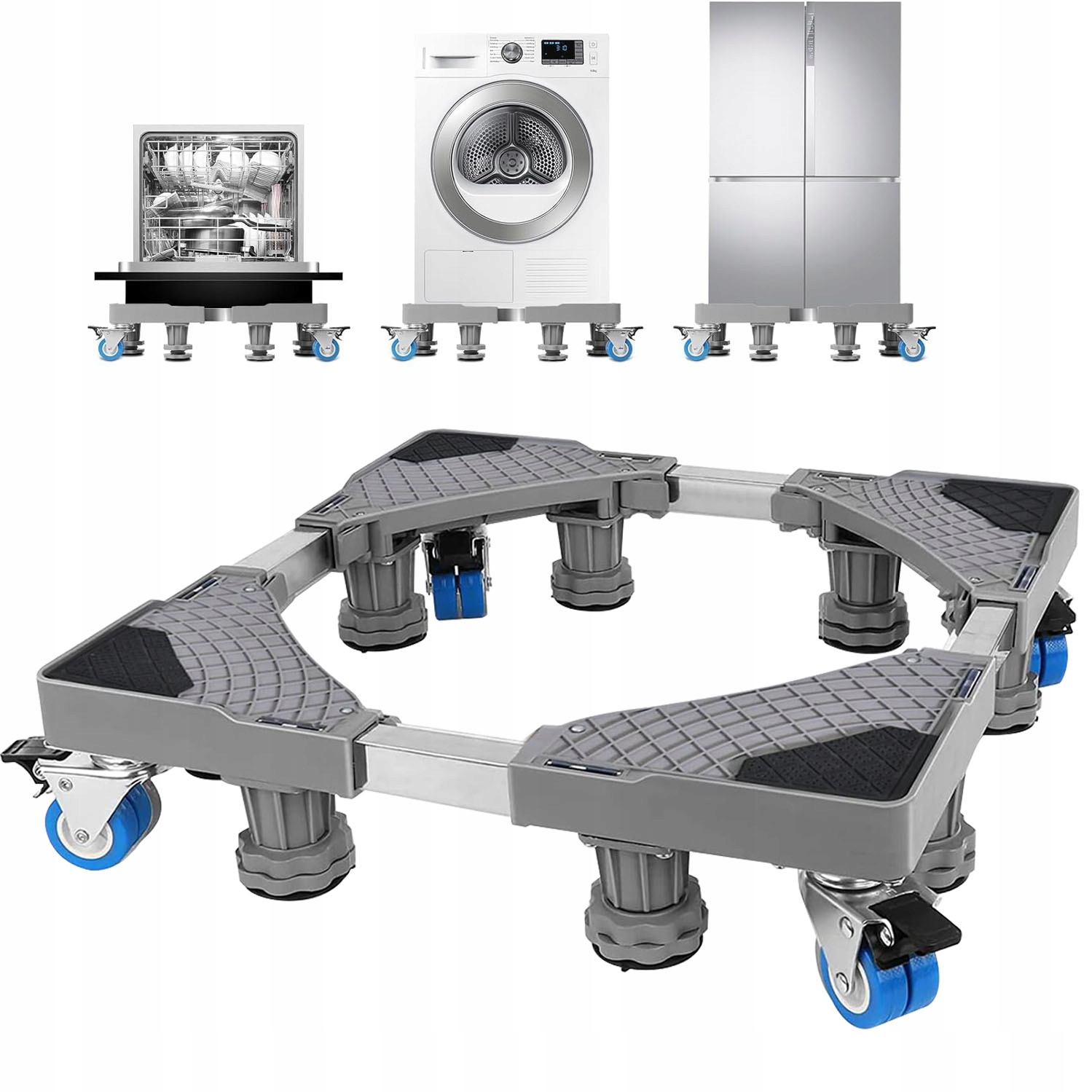 Stojak Pralko-suszarka Antypoślizgowy Gumowe Podkładki 4 Koła 42-66cm