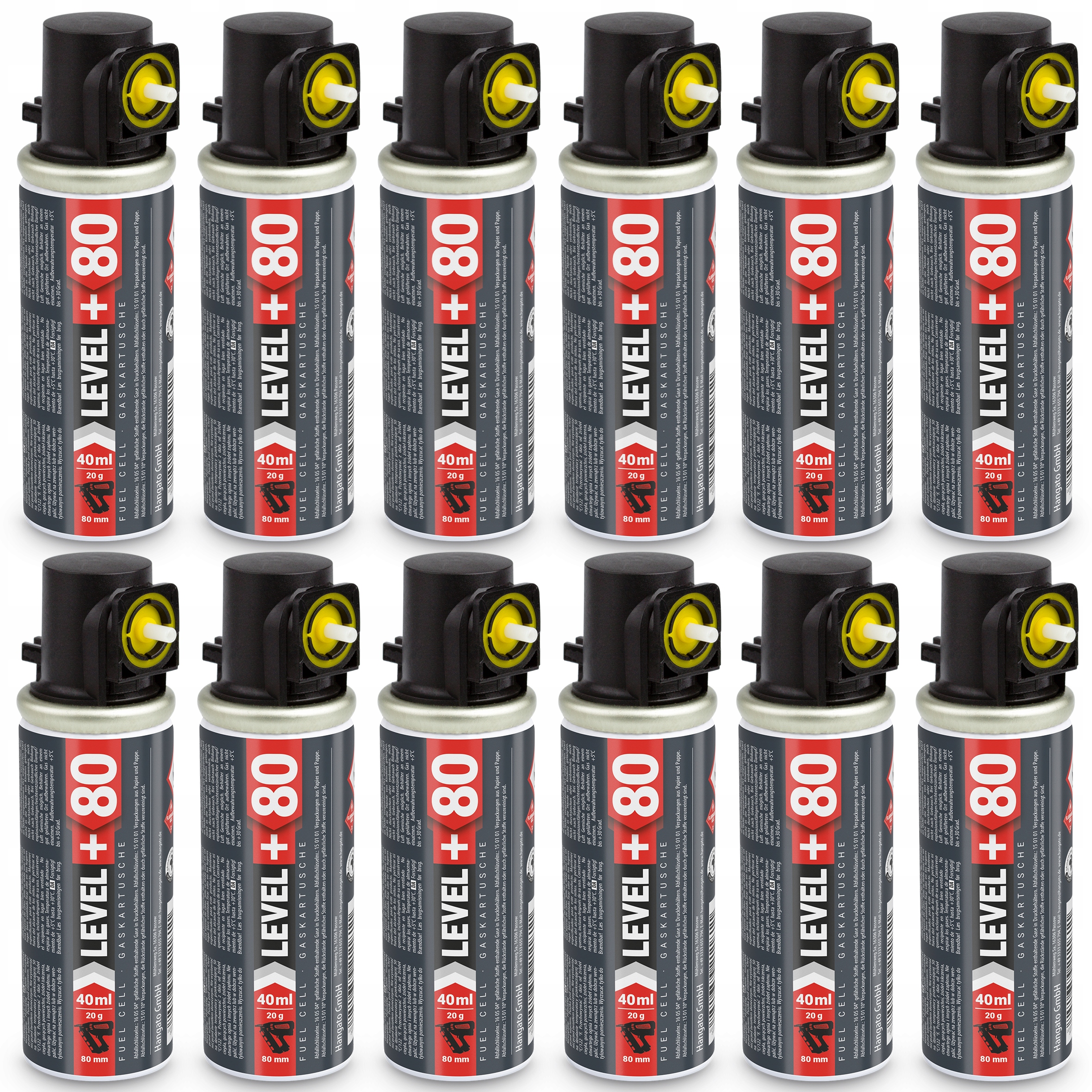 Náboj na plyn pro tyčinkové stroje 12 ks 78 mm 20 g L+80