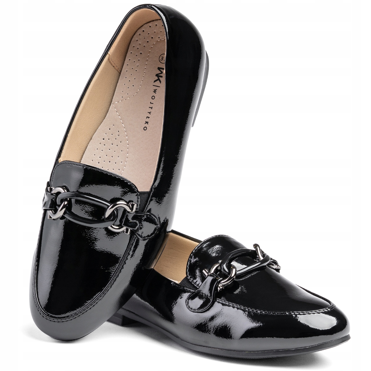 Dámské polobotky mokasíny nazouvací Modne v.KŮŽE, lehký řetěz Wojtyłko 39