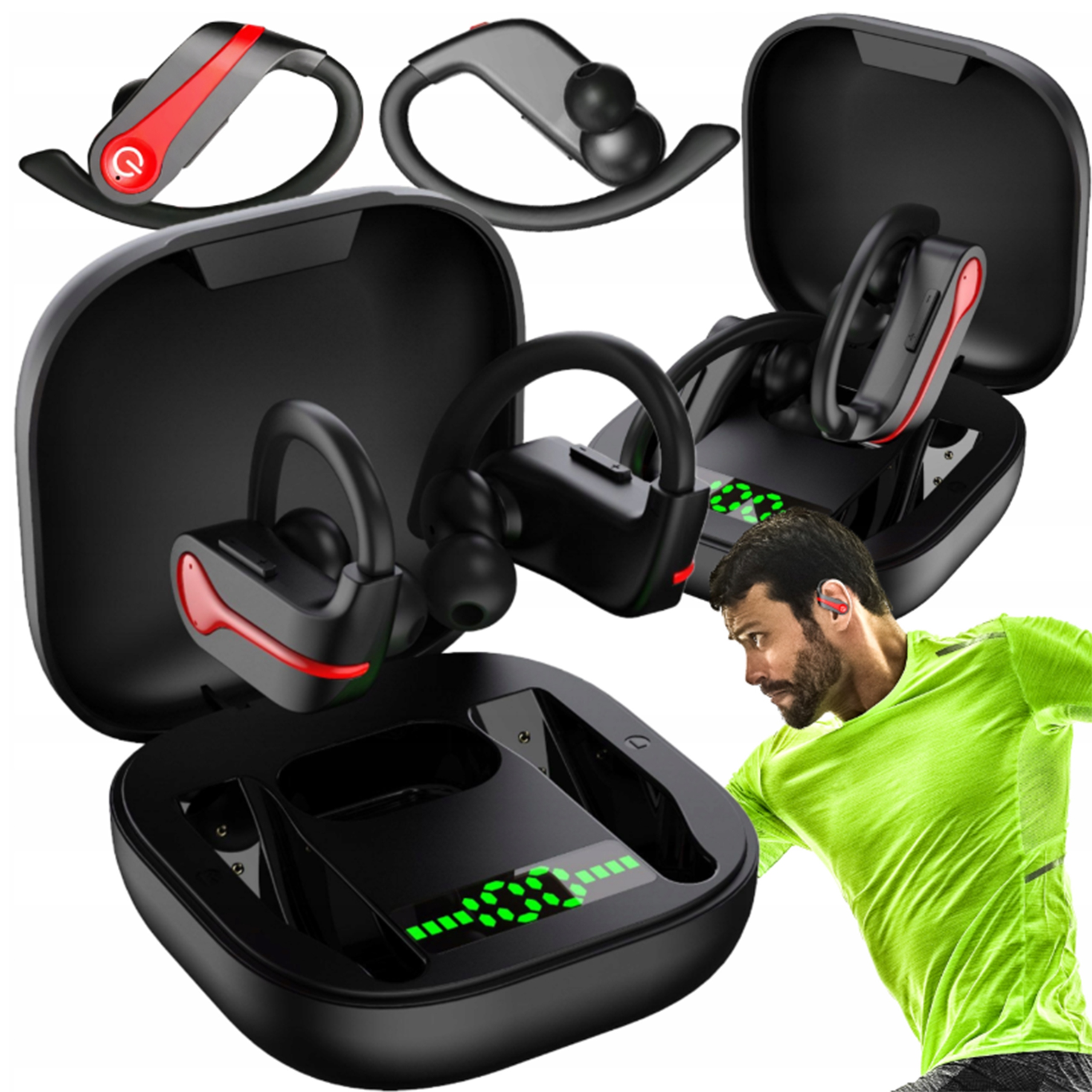 Bezdrátová Sluchátka Bluetooth Sportovní Běhání Powerbank Mikrofon 5.1