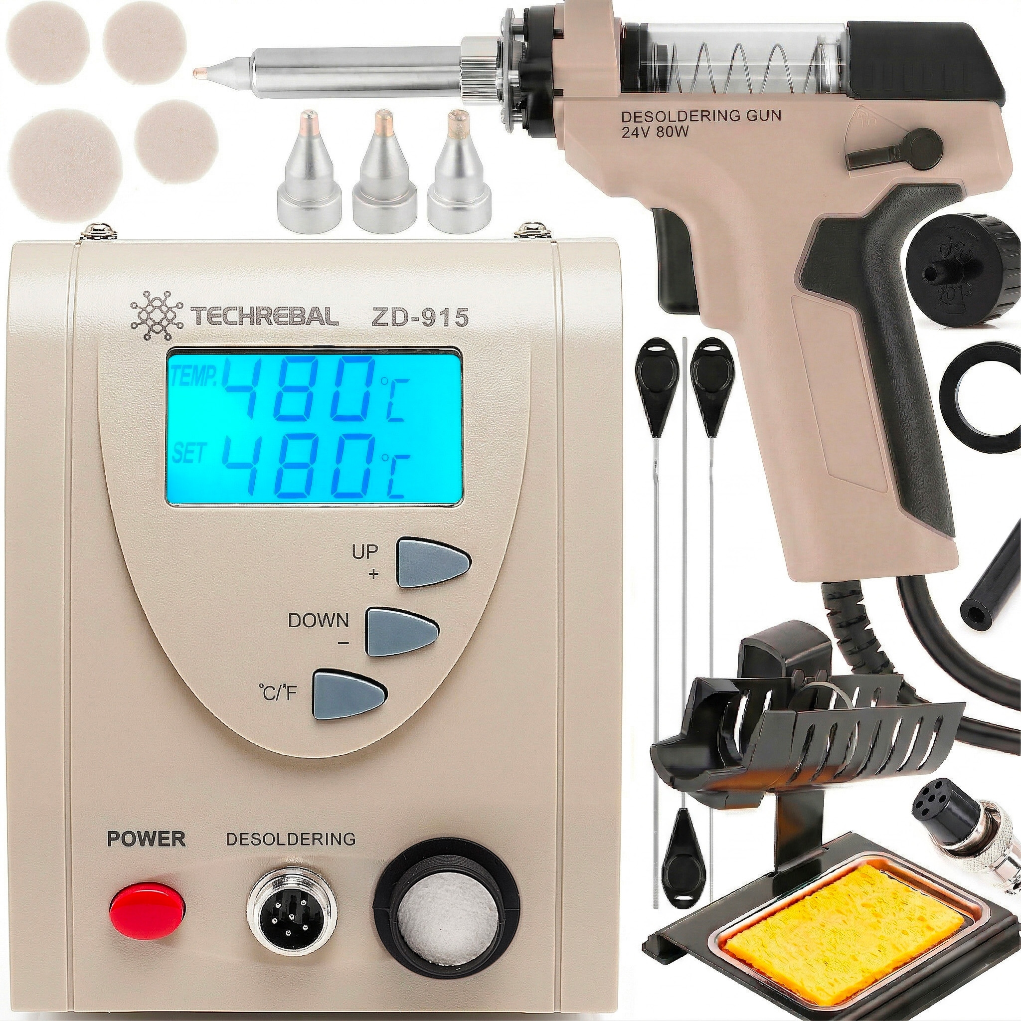 Odpájecí Stanice ZD-915 140W, Odsávačka Cínu LCD, Pistolová Techrebal