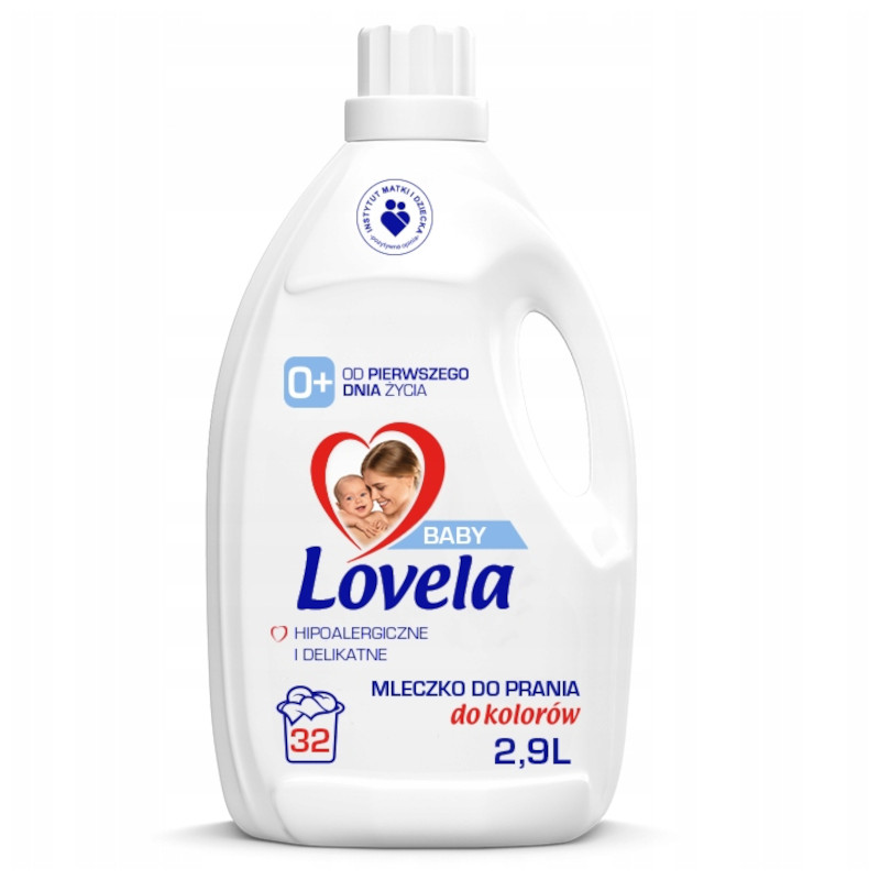Tekutý prací prostředek na barevné prádlo Lovela Baby Mléko pro děti 32 praní 2,9 l