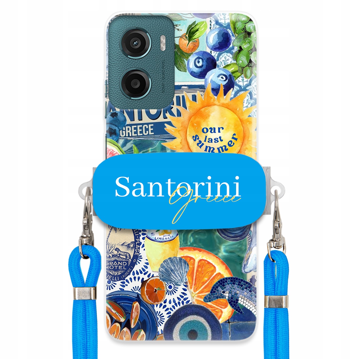 Puzdro pre Motorola G05 Modré Crossbody vodítko držiak Santorini Sea Vibes