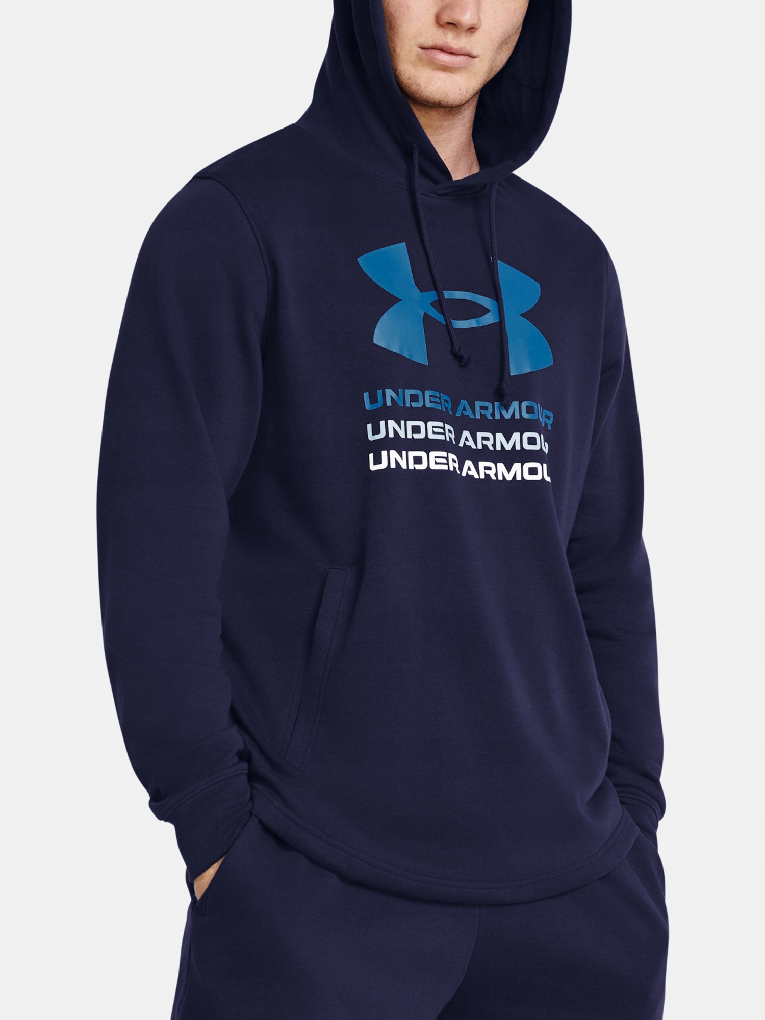 Under Armour Mikina Ua Rival Terry Graphic Hood-BLU modrá