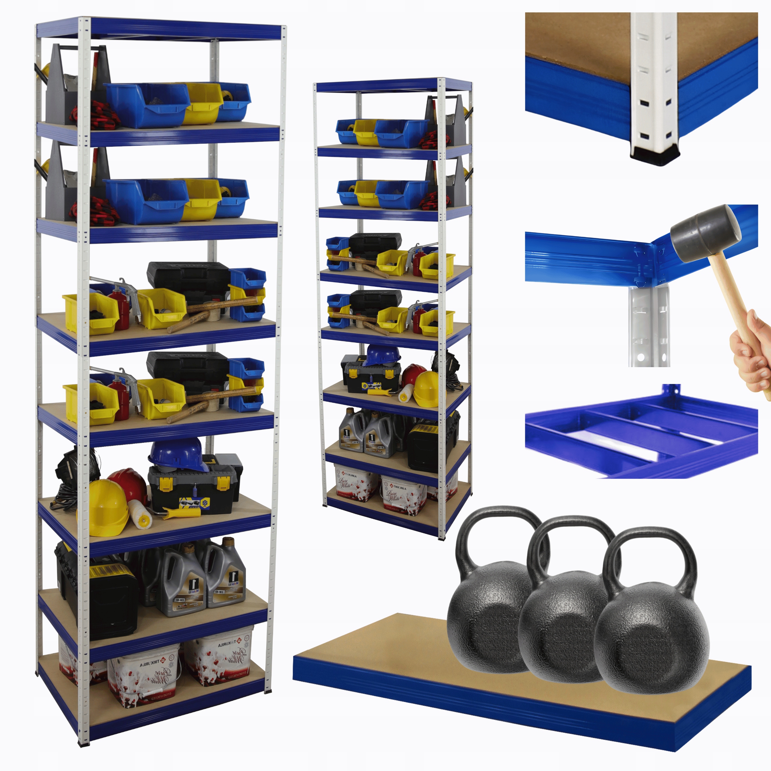 Kovový skladový regál Helios 270x100x40 cm 8Px350 kg Pevný Vysoký