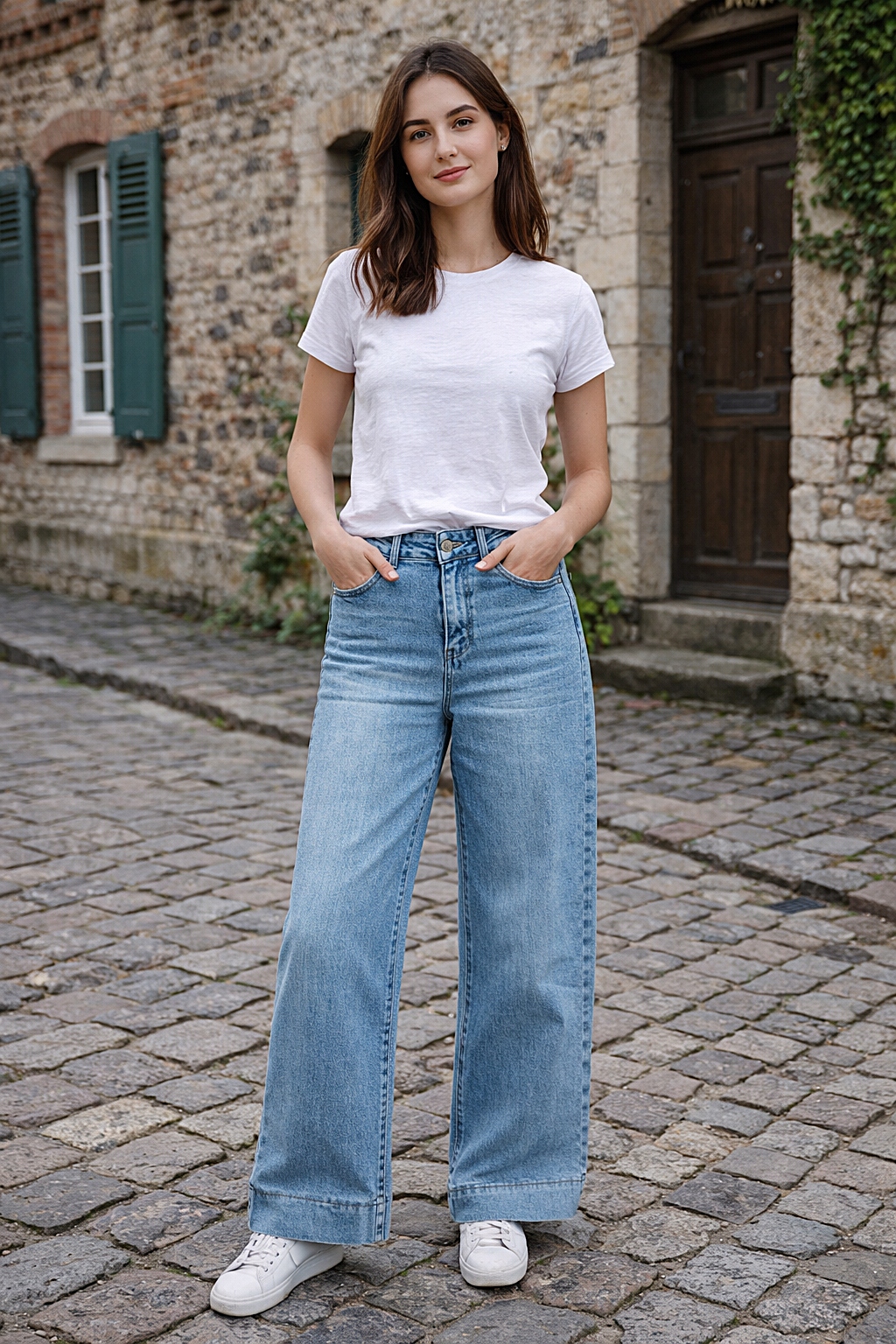 dámské džínové kalhoty švédské wide leg M.Sara velikost Xs