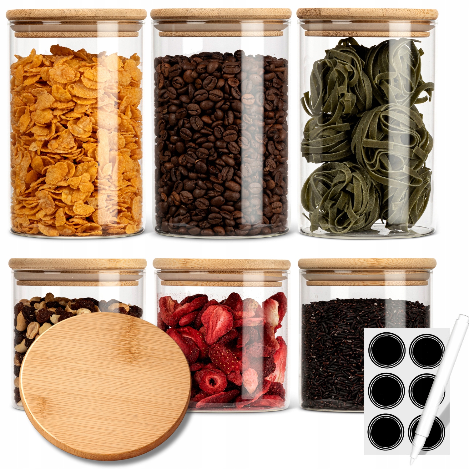 Szklane pojemniki na żywność, przyprawy 3x 1L i 3x 0,6L Classbach C-VD 4029