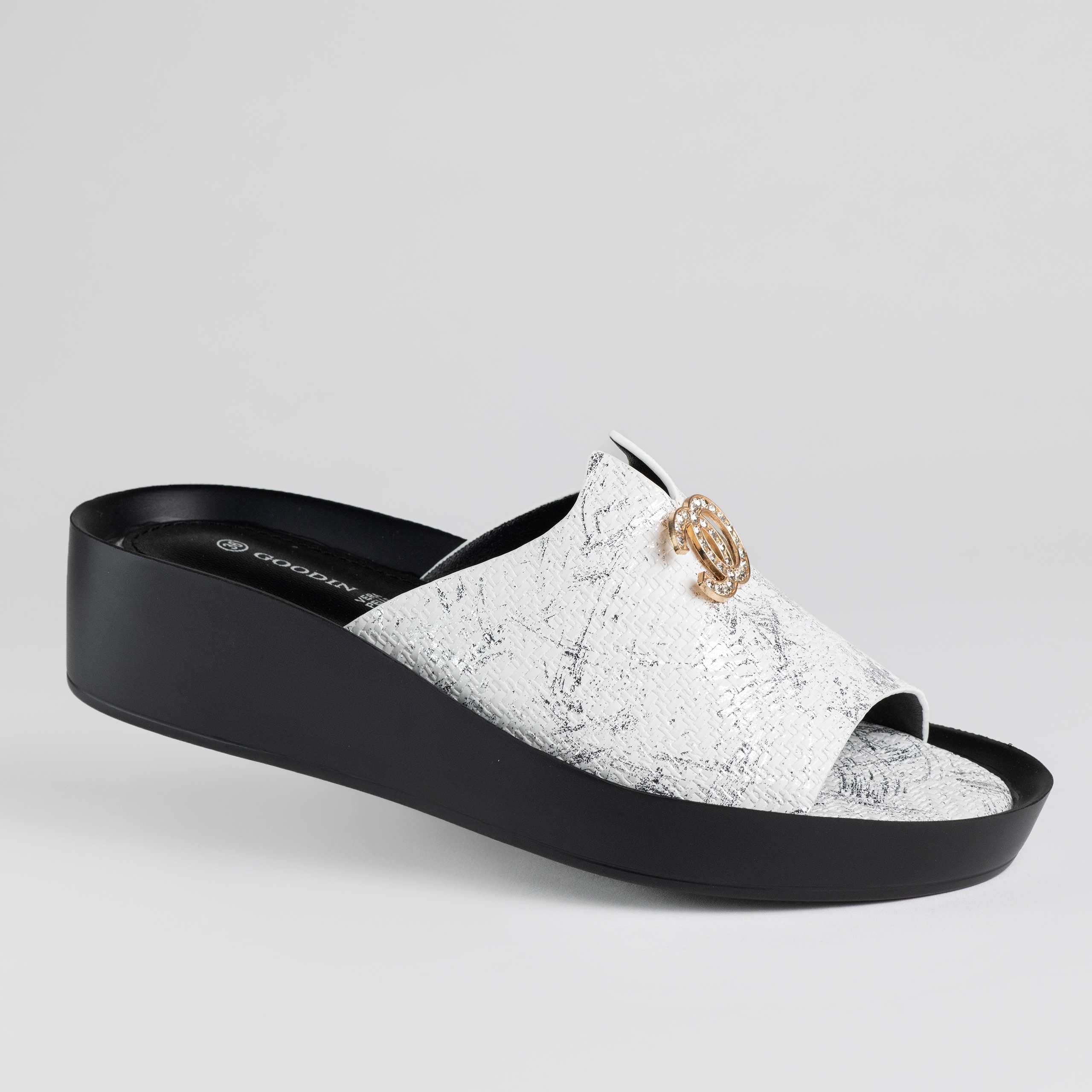 Dámské Nazouváky na platformě Goodin GD-FL1703 z eko kůže, světle bílé 41