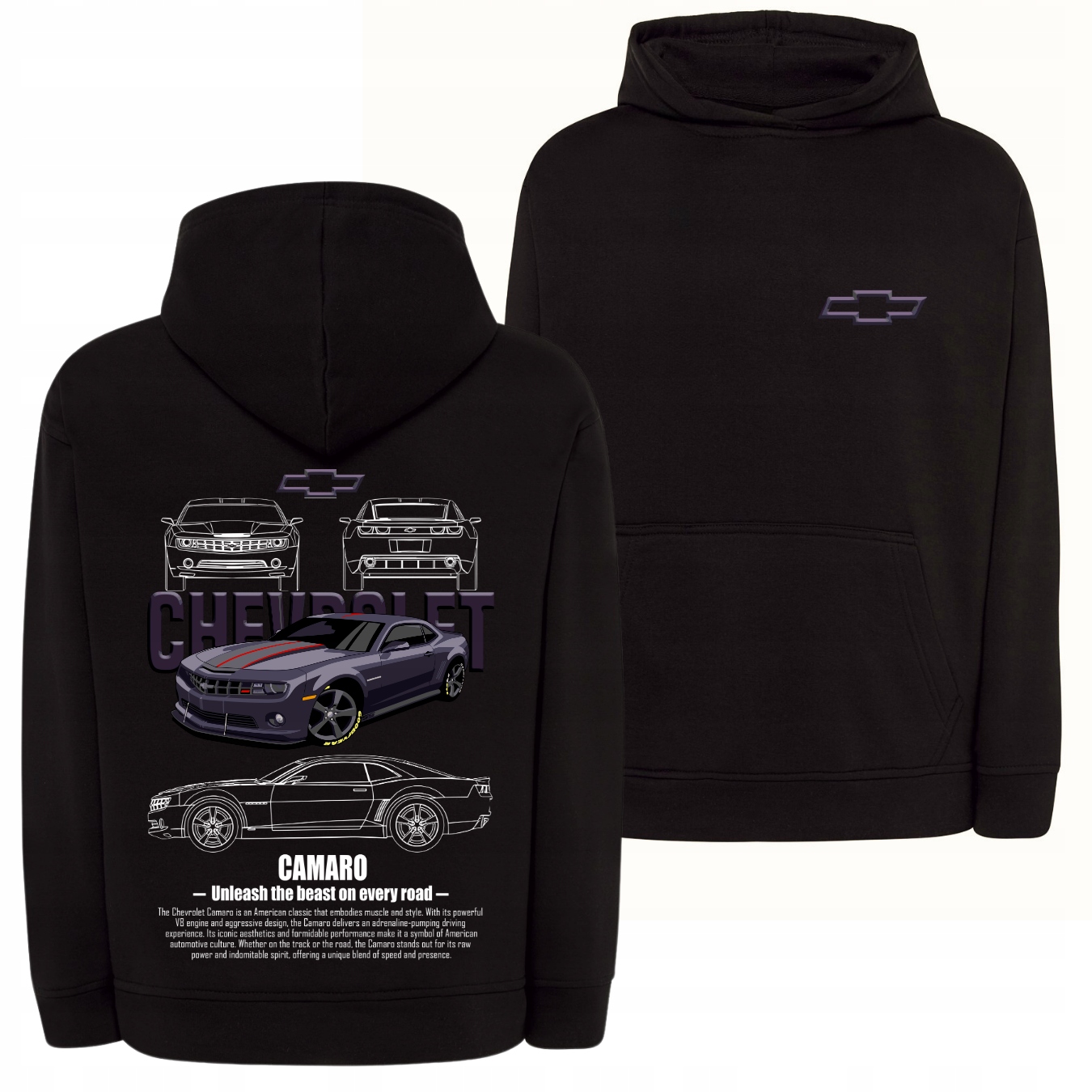 Oversize Mikina Hoodie Pro Fanoušky Chevrolet Camaro Muscle Car American Auto