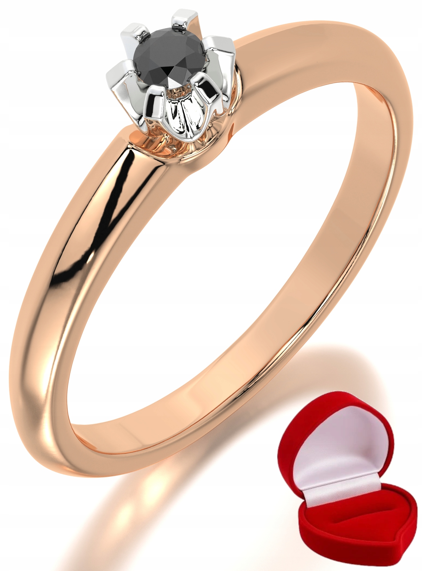 Zlatý Prstýnek 585 14k Brylant Č. 0,06 ct Růžové Zlato R20