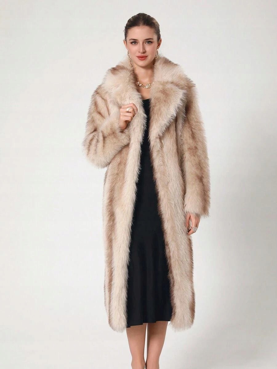 Shein Béžový Kabát Kožešina W01 L