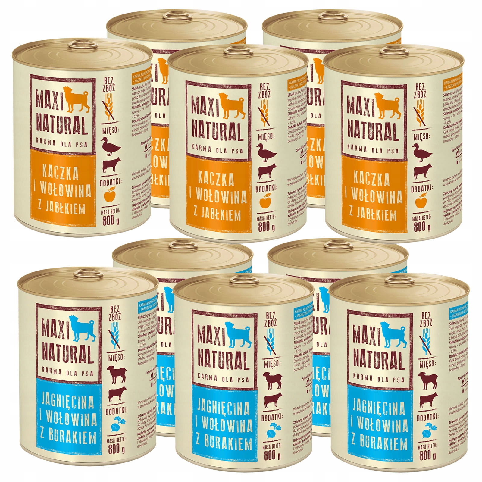 Maxi Natural Krmivo mokré pro psa mix chutí 10 x 800 g