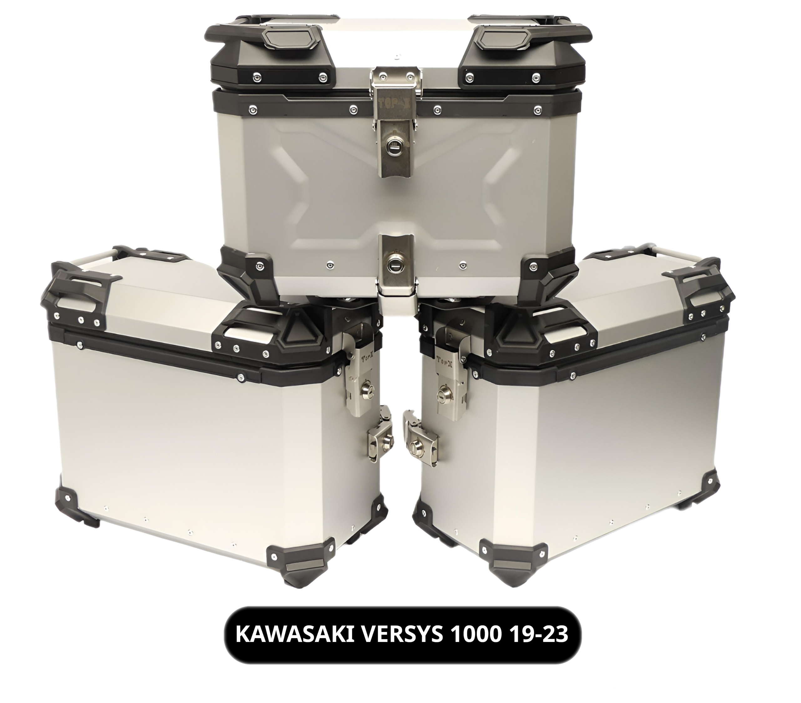 Eloxované Hliníkové Kufry Rámy Kawasaki Versys 1000 19-23 Set TopX