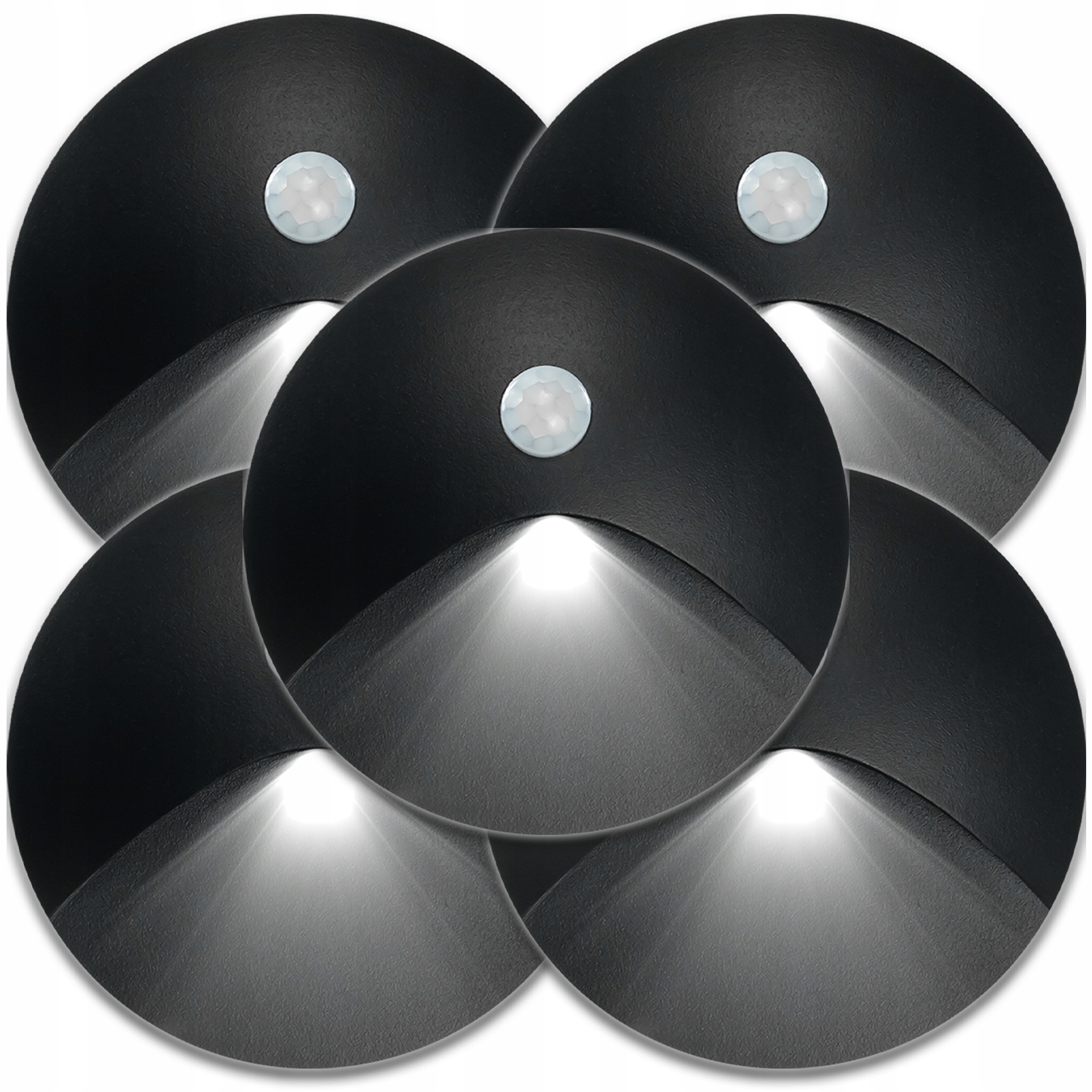 5 X Svítidlo Schodišťové Svítidlo Senzor Soumraku Pohybu Černá Hliníková Barva