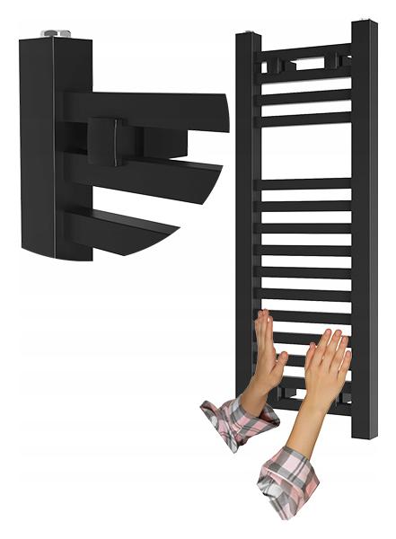 Koupelnový Radiátor Černý Žebříkový 80x45 cm Moderní Otopné Těleso Bergen