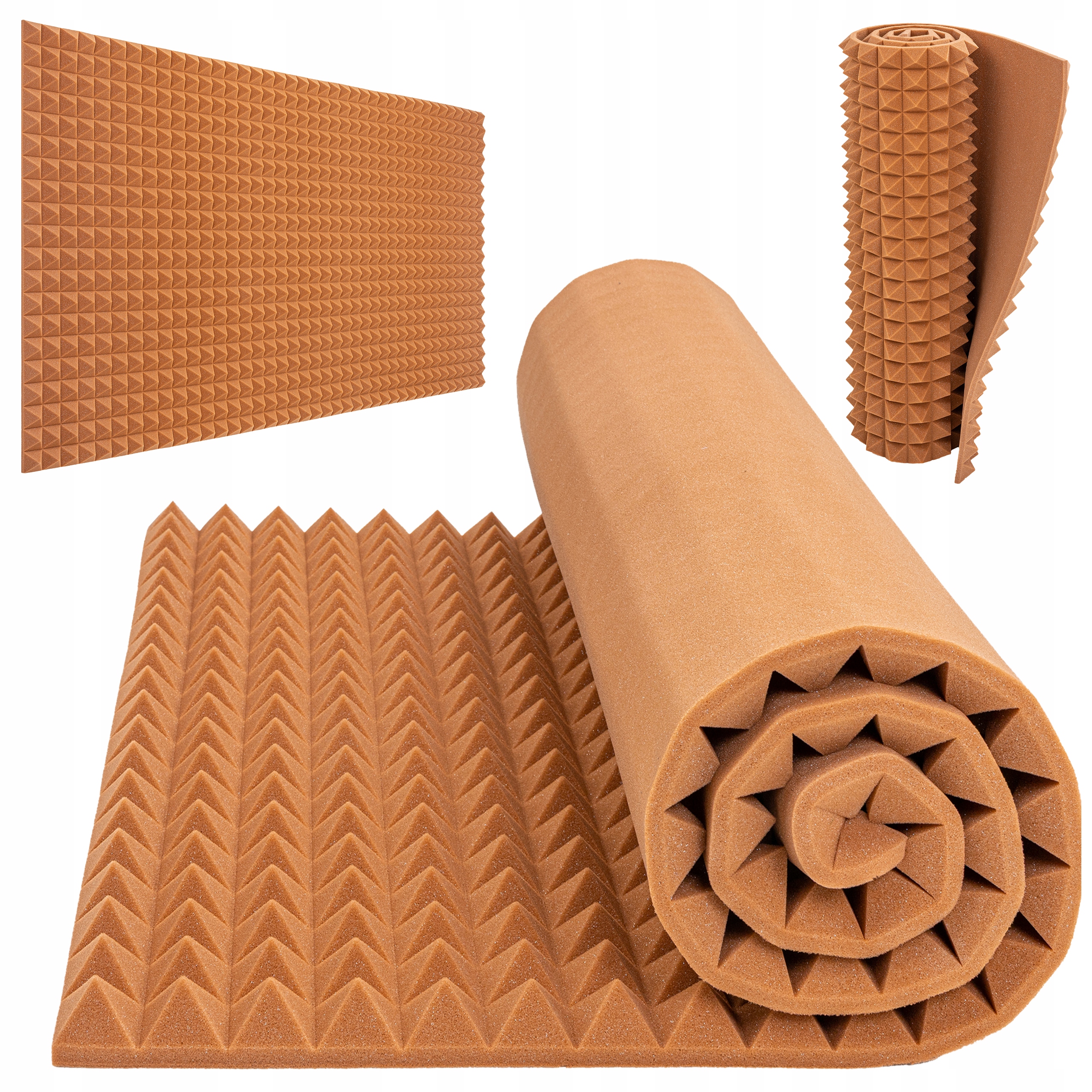 Akustická pyramidová deska, hnědá podložka tlumící ozvěnu v pokoji streamera