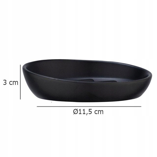 MYDELNICZKA CERAMICZNA CZARNY MAT OKRĄGŁA WENKO Wysokość 3 mm