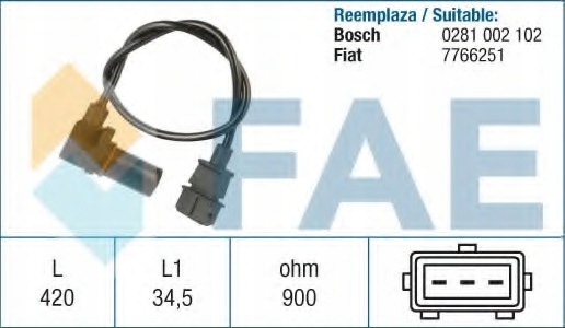 CZUJNIK OBROTÓW WAŁU KORB. FIAT MAREA Producent części FAE