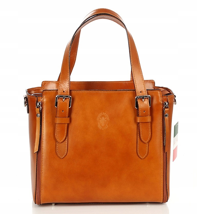 Vera Pelle Włoska skórzana torebka damska Rączki pasek