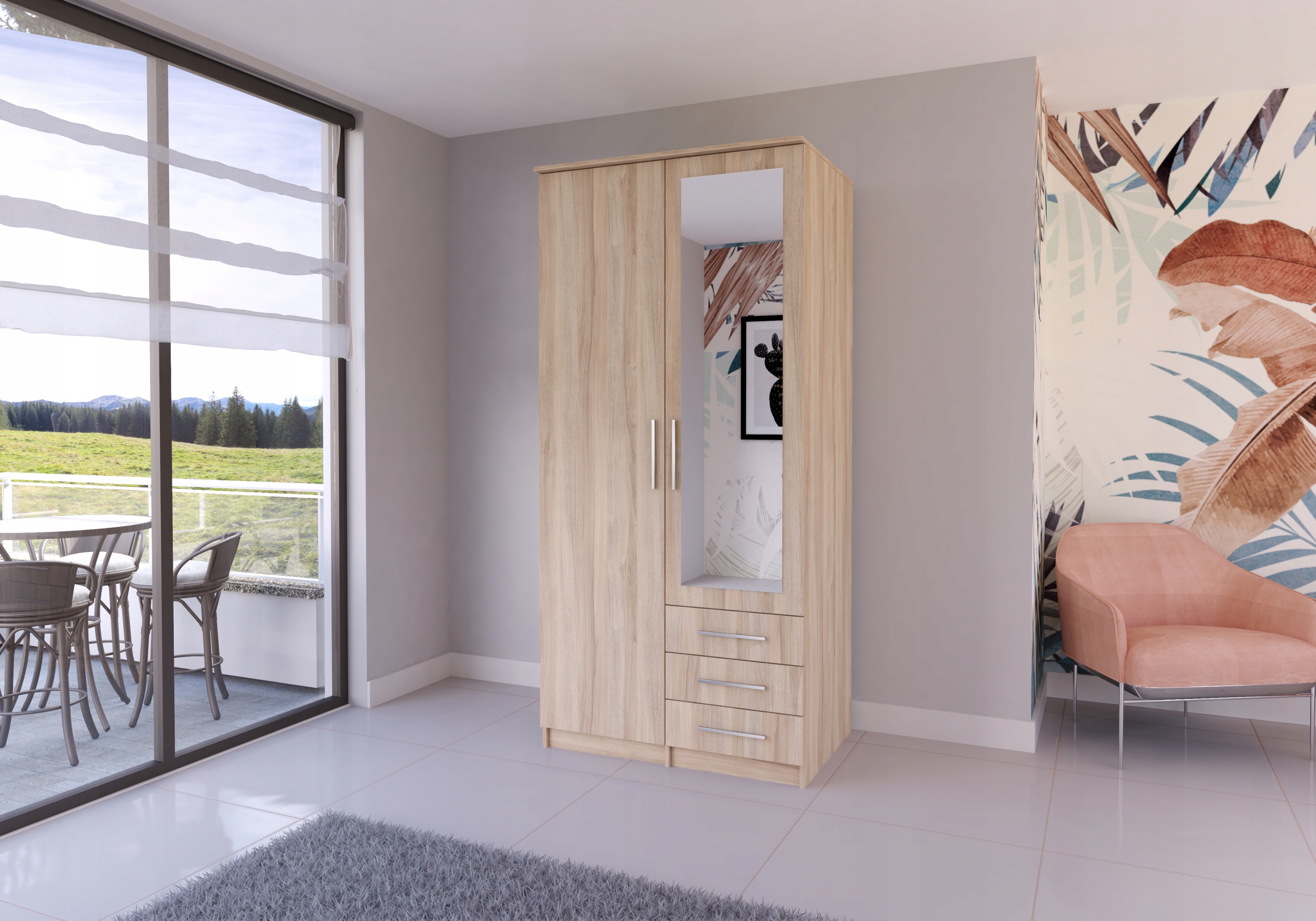 Szafa SZANTAL 2D LUSTRO PÓŁKI GRATIS PRO + Marka Idźczak Meble