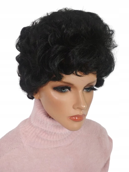 Paruka Barbara efekt trvalé krátké černé vlnité barvy Nessaja wigs shop