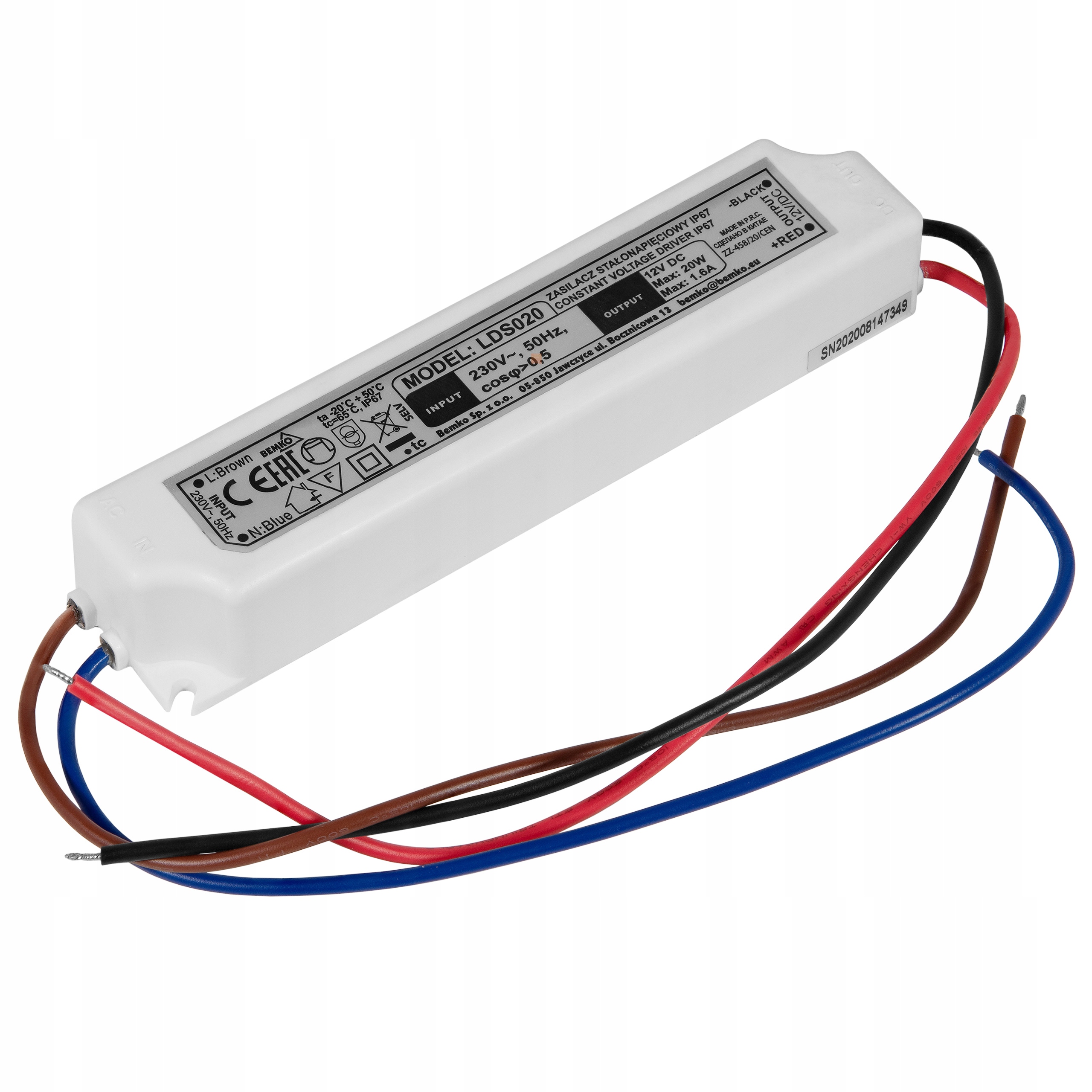 

Zasilacz Led hermetyczny 20W 12V IP67 do taśmy Led