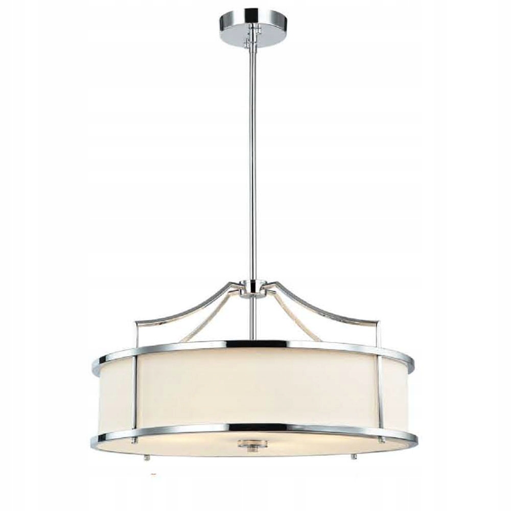 Art Deco Závesná lampa Stanza 4 chrómovaná s bielym tienidlom, elegantná