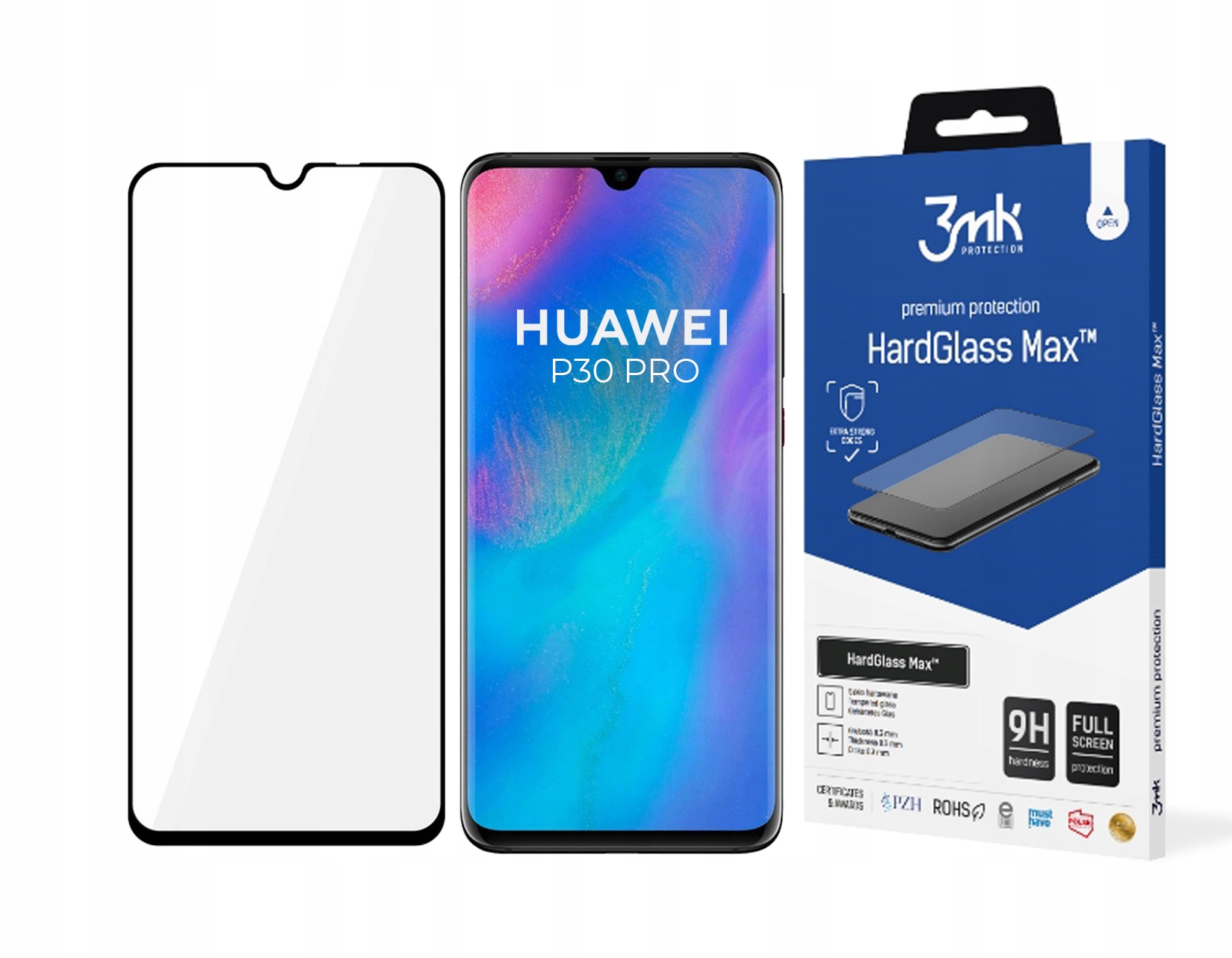 

3mk Szkło HardGlass do Huawei P30 Pro czarne 9H