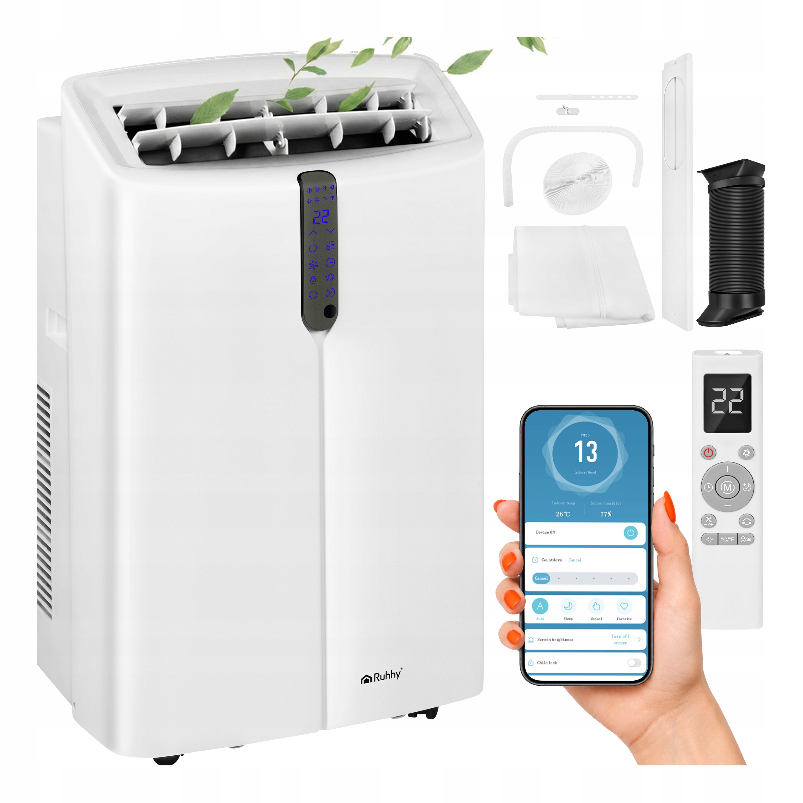 Klimatizátor Prenosný WiFi 4v1 Odvlhčovač 35 l Ventilácia Vykurovanie 3,5 W 30 m2