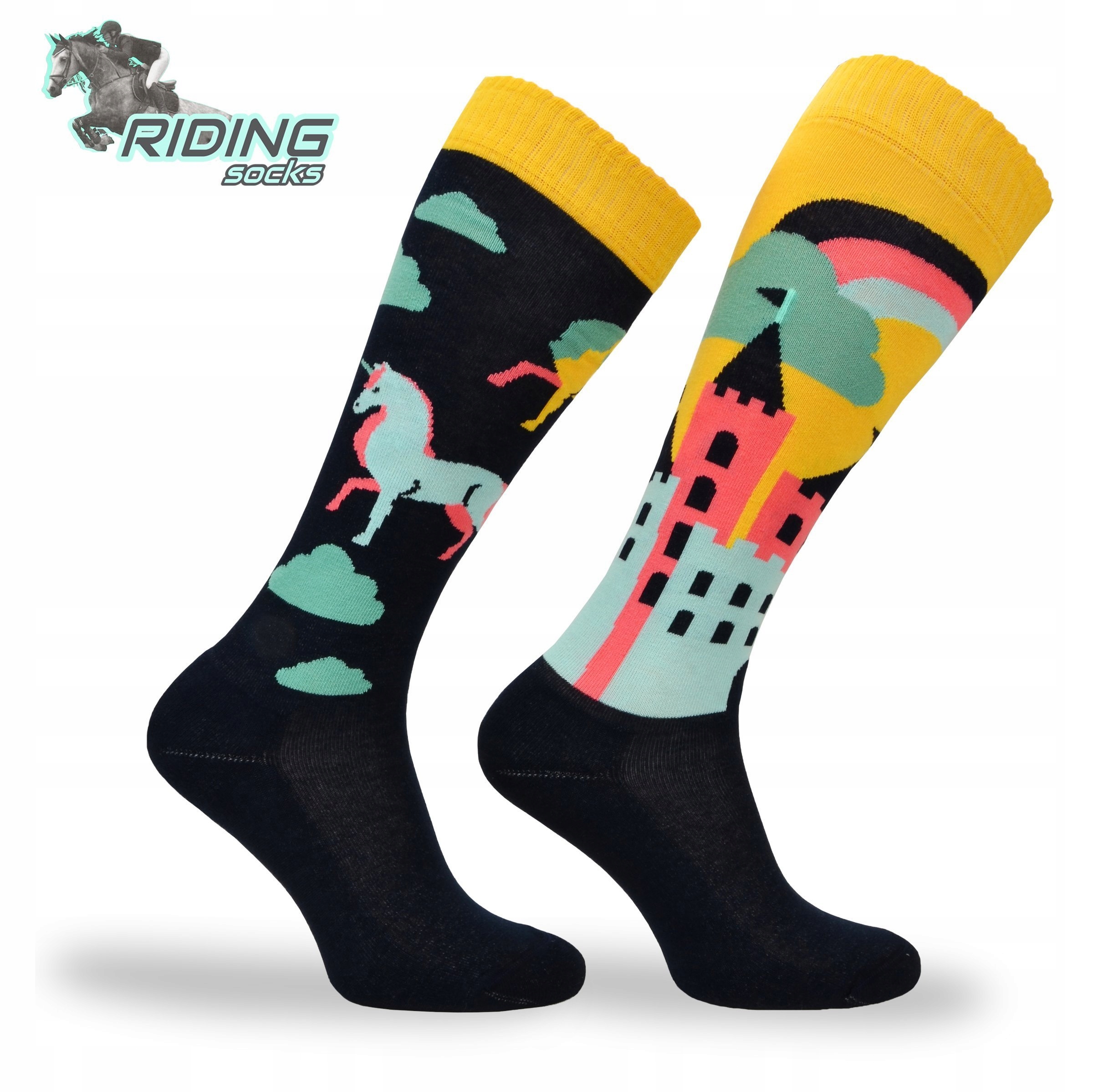 Długie skarpety jeździeckie na konie w jednorożce Marka Comodo