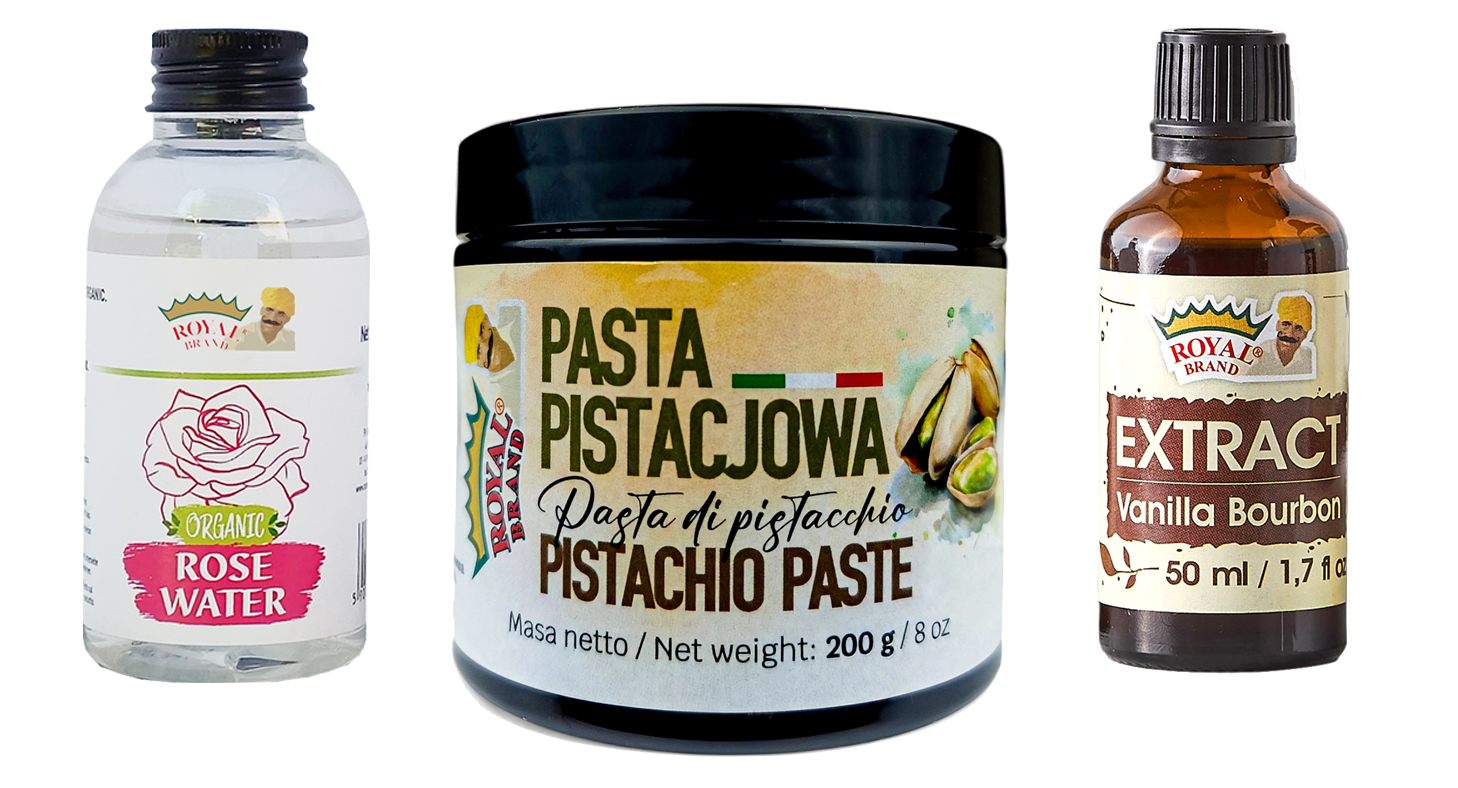 Levně Sada pro baskický tvarohový extrakt, Pistáciová pasta, Bio Růžová voda