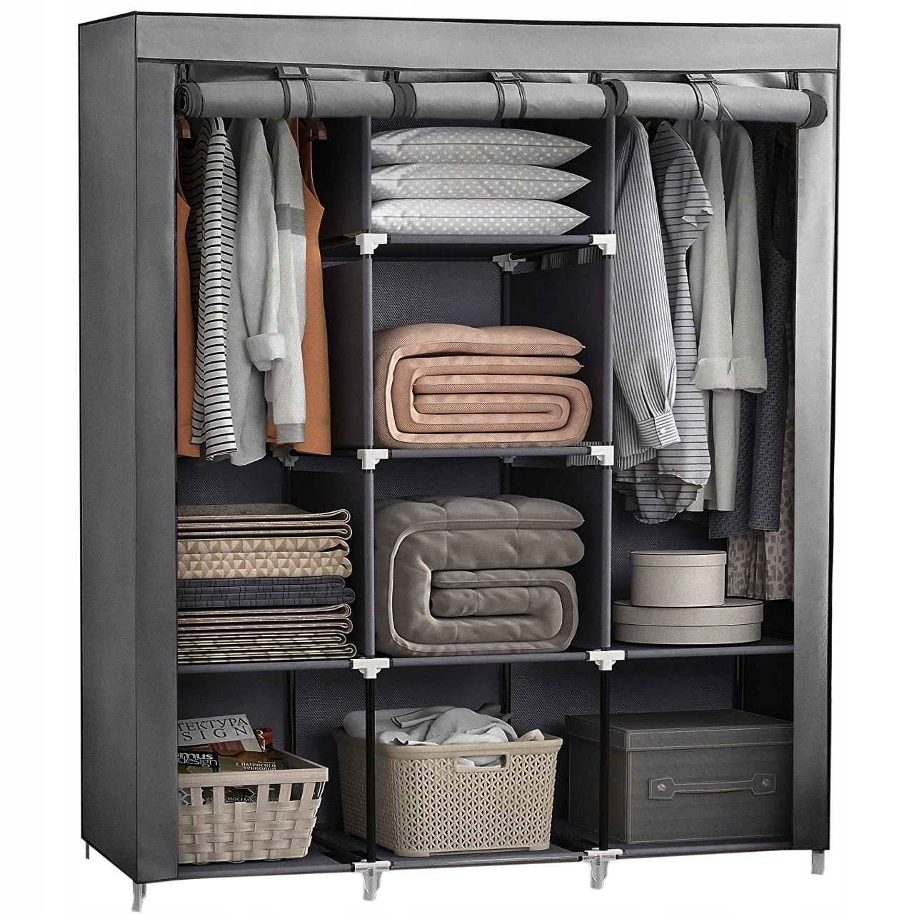 MATERIAŁOWA SZAFA TEKSTYLNA SKŁADANA GARDEROBA XL Stan opakowania oryginalne