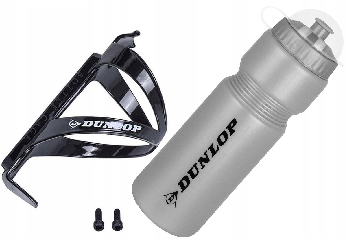 

Bidon Rowerowy Dunlop 750ML Z Koszykiem Srebrny
