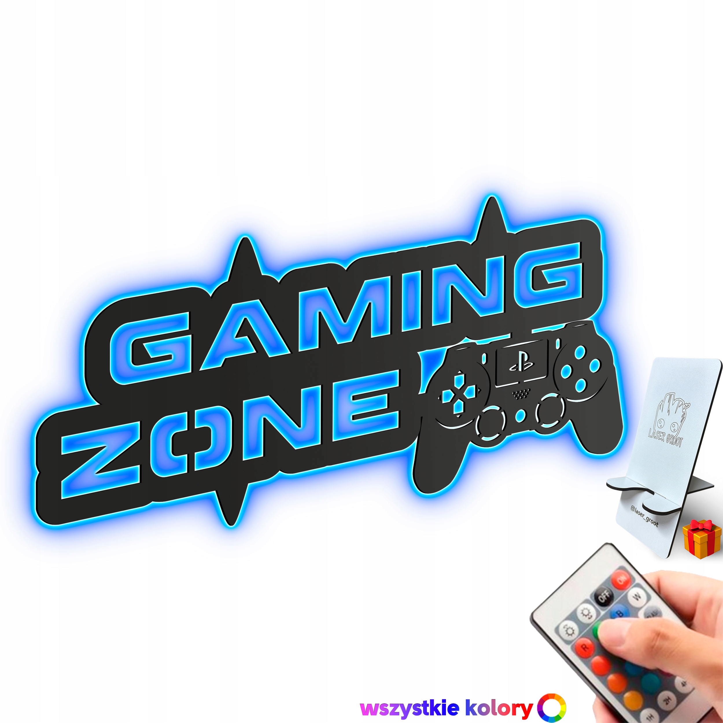 Dřevěný obraz 3D Gaming Zone Nástěnná Dekorace Dárek Noční Lampa Led