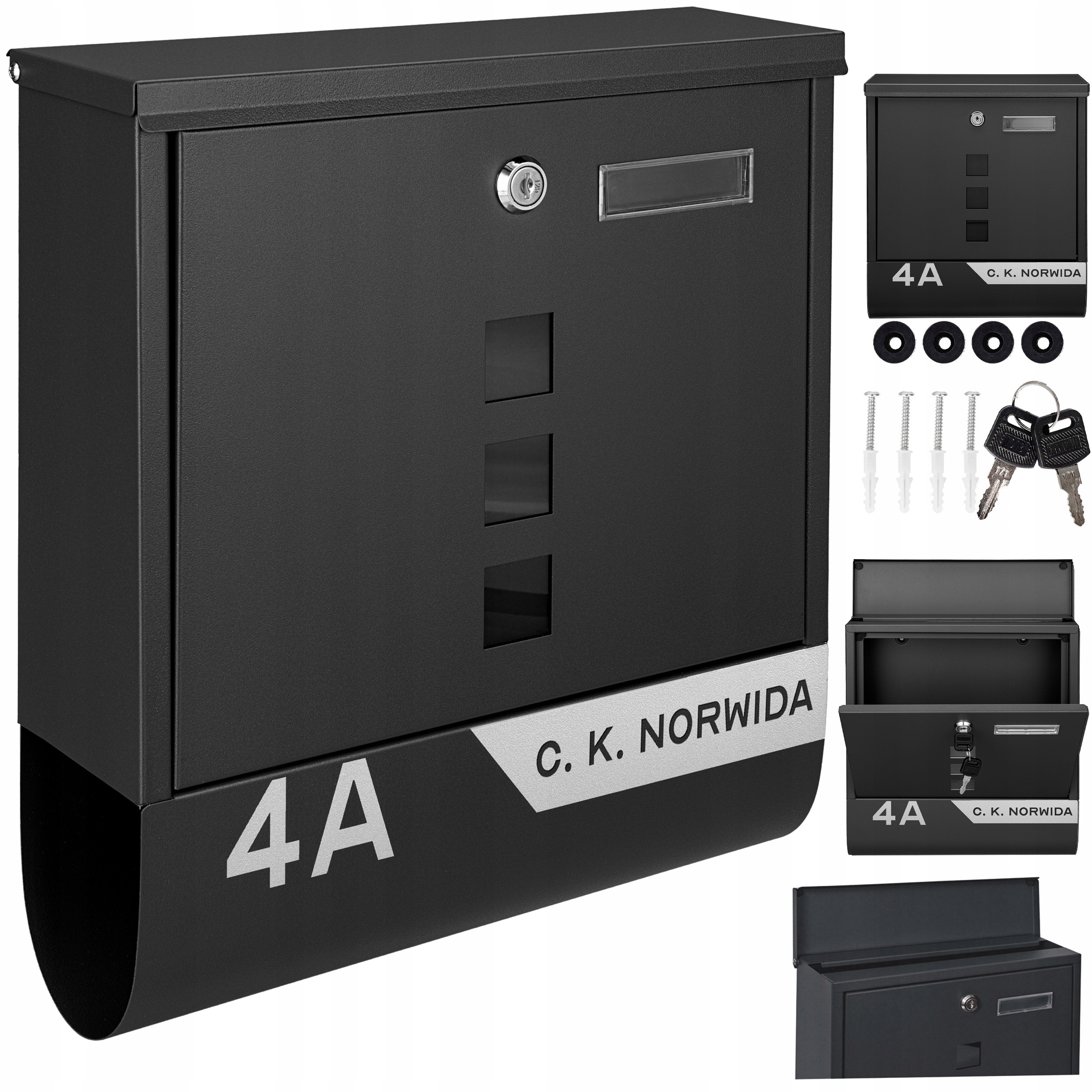 Černá Poštovní Schránka Na Dopisy Stříbrný Vzor