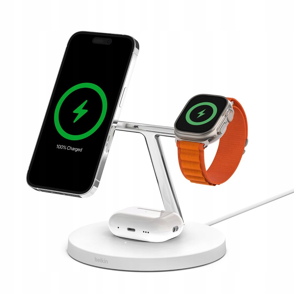 Belkin Boost Charge Pro 3-in-1 Wireless Charger with Magsafe 15W White…