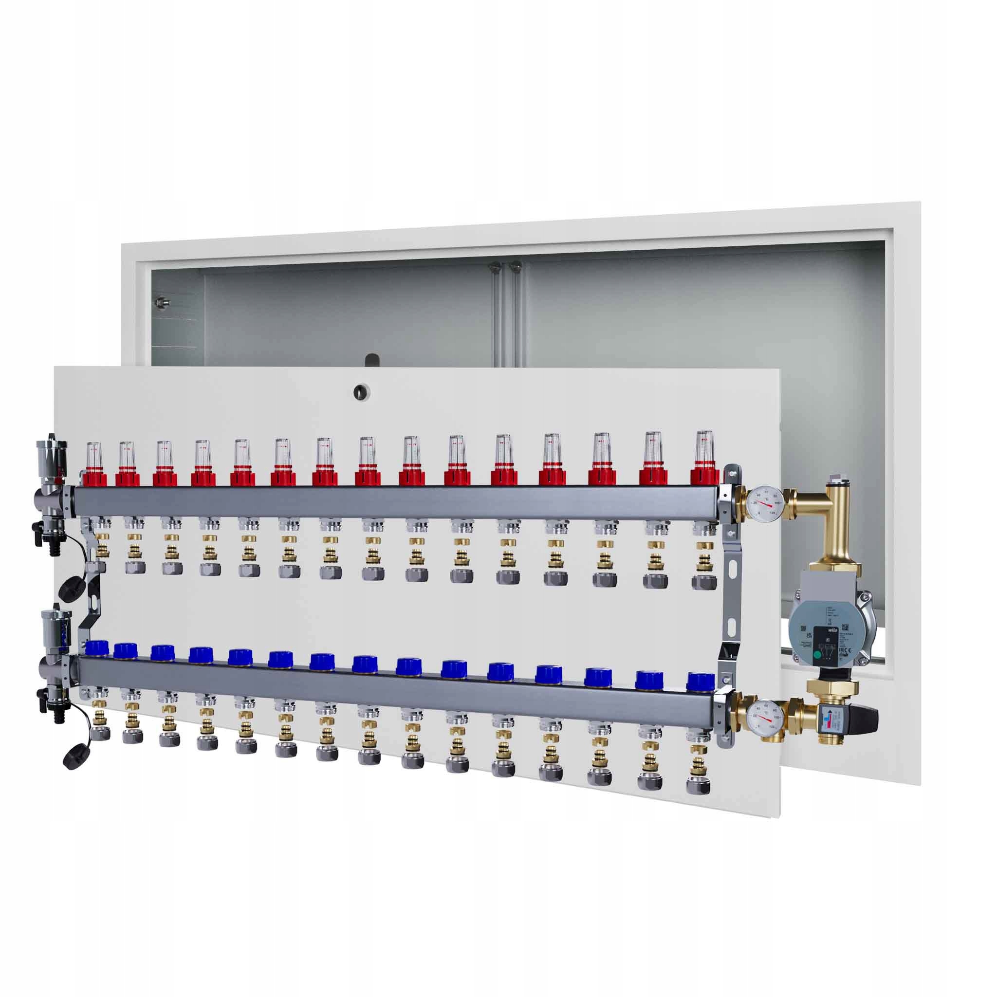 Nerezový rozdělovač pro podlahovku 15 čerpadlo Wilo podomítkový box+ Pex