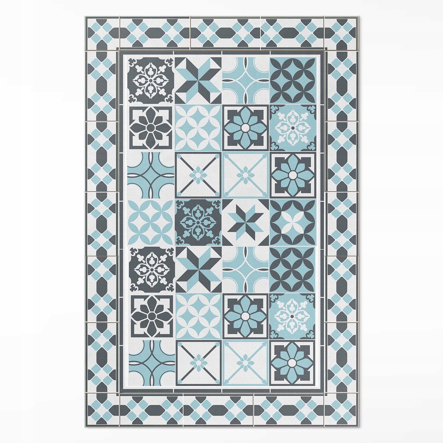 Vinylový koberec Trojfarebná geometria ornamentálne dlaždice Veľký 140 x 210 cm