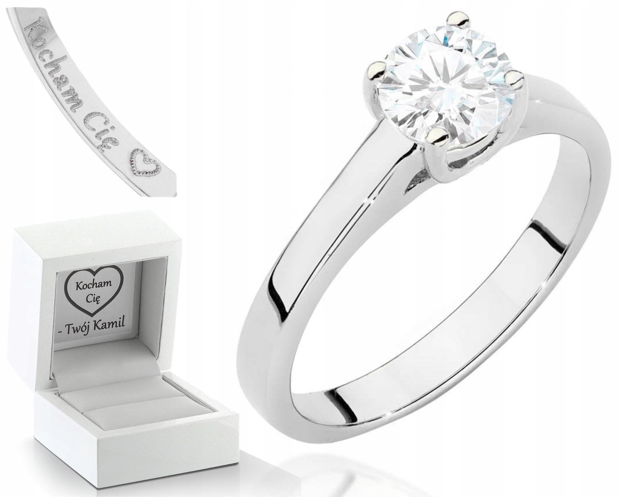 Bílé Zlato Prstýnek S Briliantem 585 Gravírování Bonus