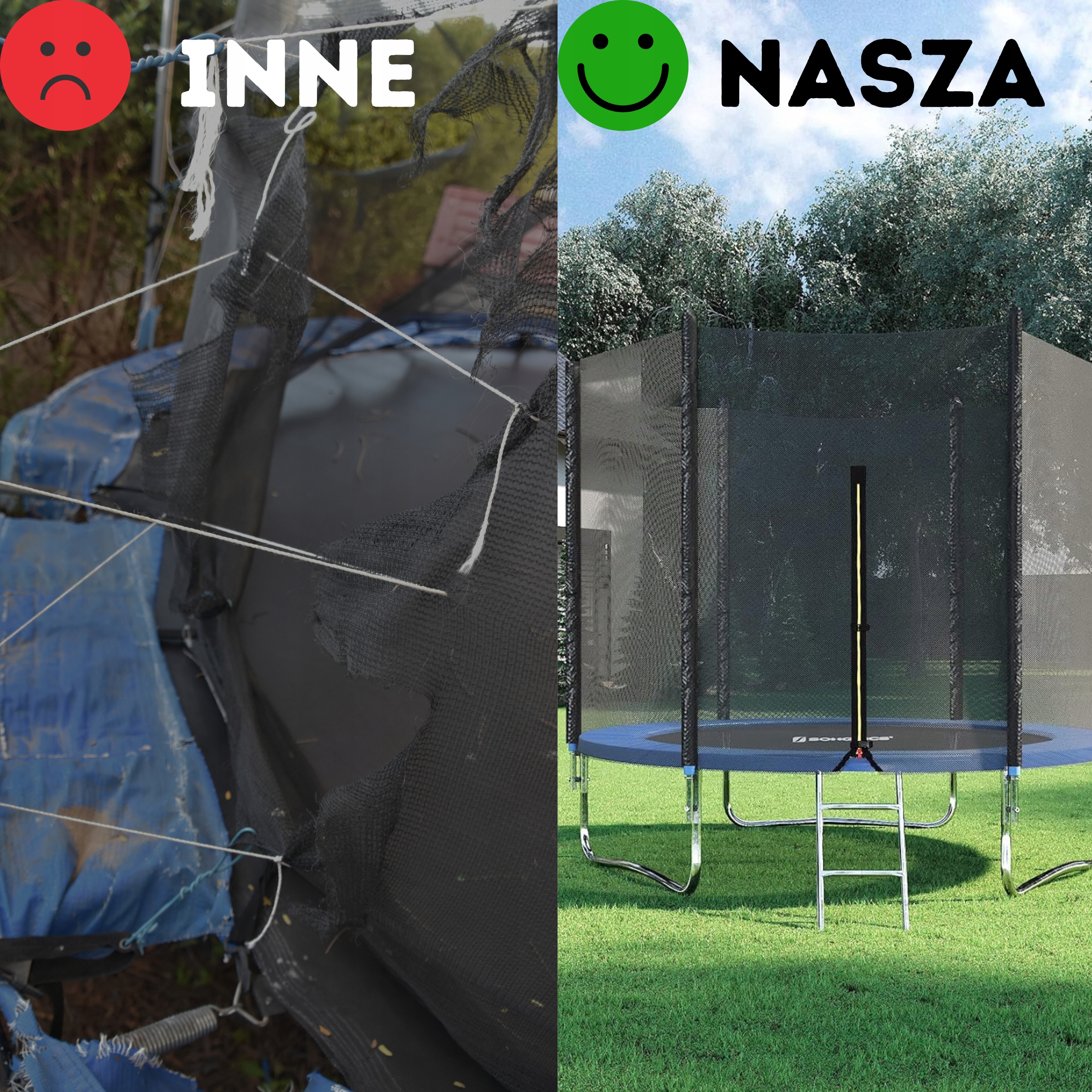 SIATKA DO TRAMPOLINY ZEWNĘTRZNA MOCNA OCHRONNA UNIWERSALNA WYSOKA 366cm 8sł Marka inna