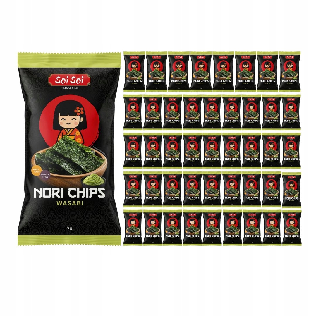 Chipsy Nori Snacki Wasabi 45 x 5 g, Soi Soi