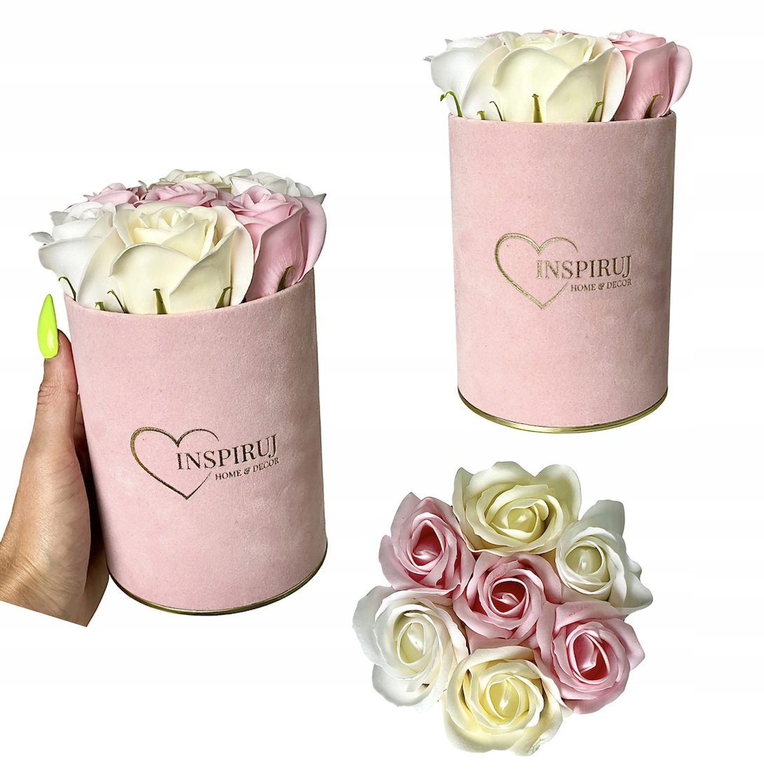 

Flowerbox kwiaty mydlane bukiet róż w pudełku